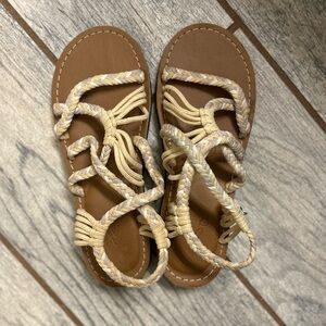 Vines Brand Braided Rope Sandals in Brown and Cream